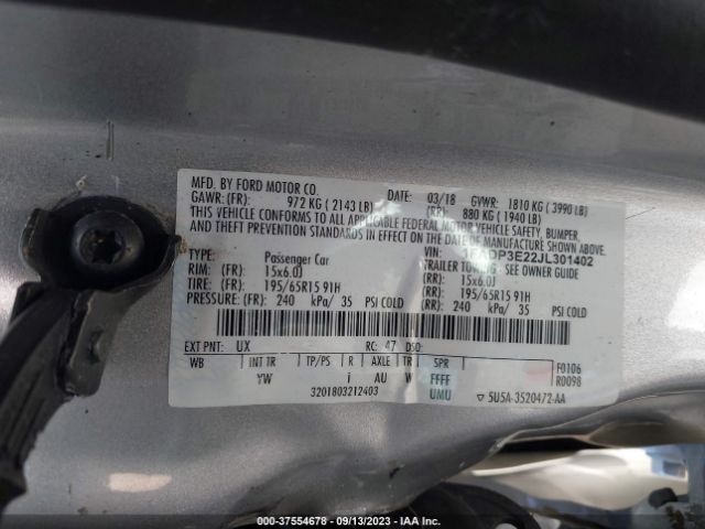 1FADP3E22JL301402 Ford FOCUS S