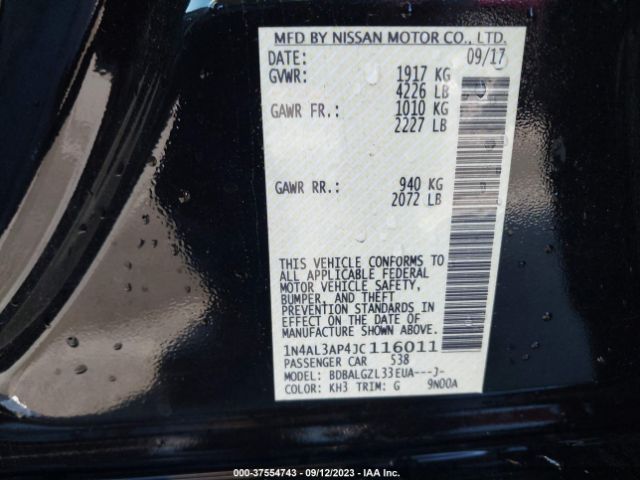1N4AL3AP4JC116011 Nissan Altima 2.5 S