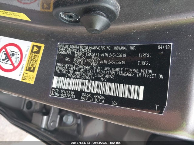 Toyota Highlander Hybrid Limited 2018 5TDDGRFH7JS046471 Image 15