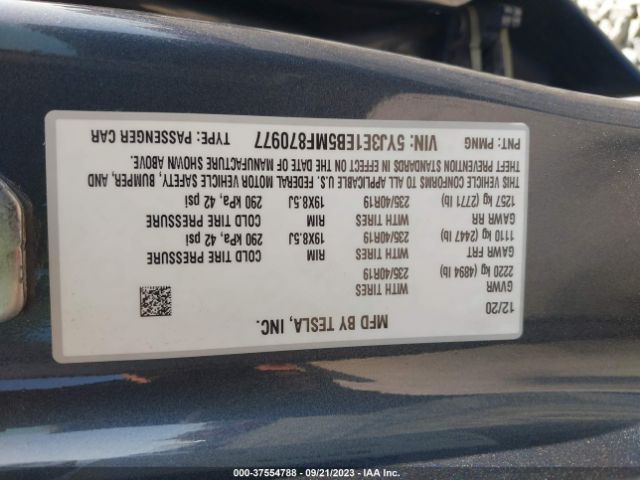 5YJ3E1EB5MF870977 Tesla Model 3 Long Range