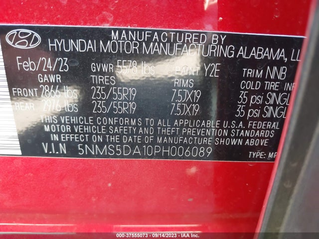 Hyundai Santa Fe Hybrid Limited 2023 5NMS5DA10PH006089 Image 9
