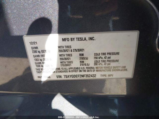 7SAYGDEF2NF352432 Tesla Model Y Performance