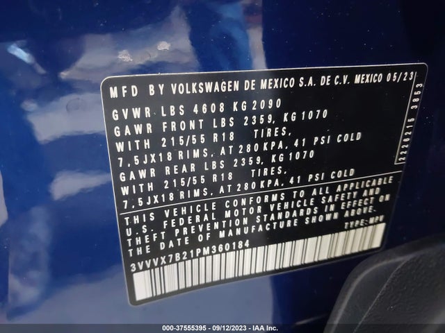 3VVVX7B21PM360184 Volkswagen TAOS SE
