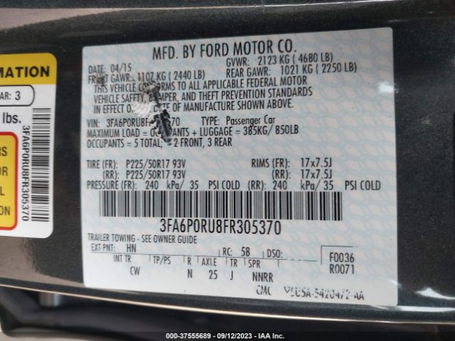 3FA6P0RU8FR305370 Ford Fusion Titanium Hybrid