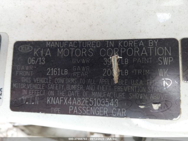 KNAFX4A82E5103543 KIA FORTE EX
