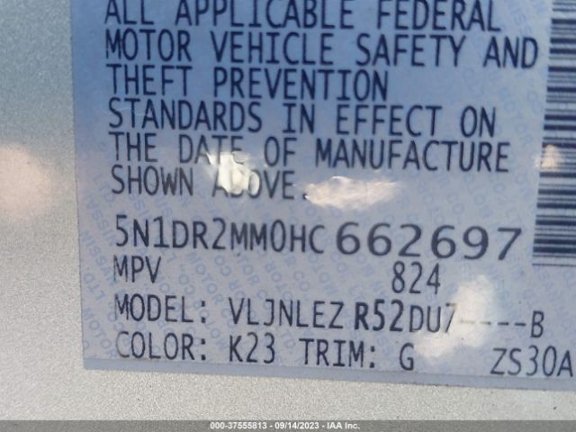 5N1DR2MM0HC662697 Nissan Pathfinder Sv