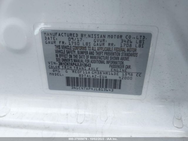 3N1CN7AP4JL813643 Nissan Versa Sedan S Plus
