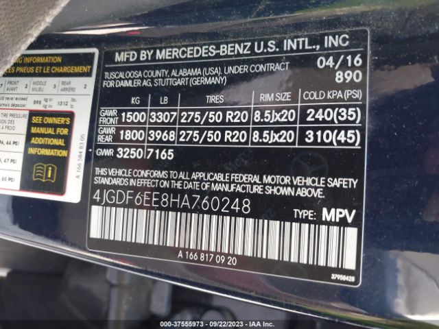 4JGDF6EE8HA760248 Mercedes-Benz Gls Gls 450