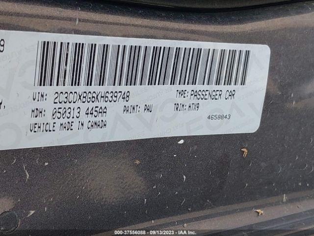 2C3CDXBG6KH639748 Dodge Charger Sxt Rwd