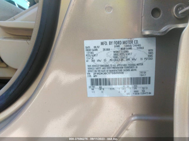 2007 FORD EDGE SE VIN: 2FMDK36C57BB56506