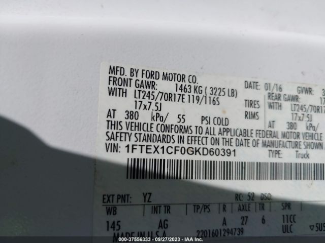 1FTEX1CF0GKD60391 Ford F-150 Xl/lariat/xlt