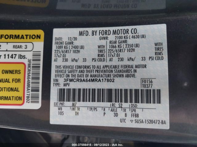 3FMCR9A64MRA17802 Ford Bronco Sport Base