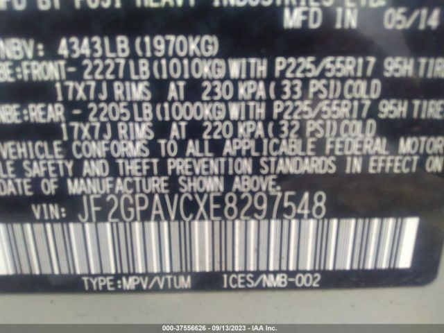 JF2GPAVCXE8297548 Subaru Xv Crosstrek Premium