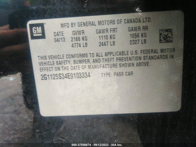 Chevrolet IMPALA LT 2014 2G1125S34E9103334 Image 9