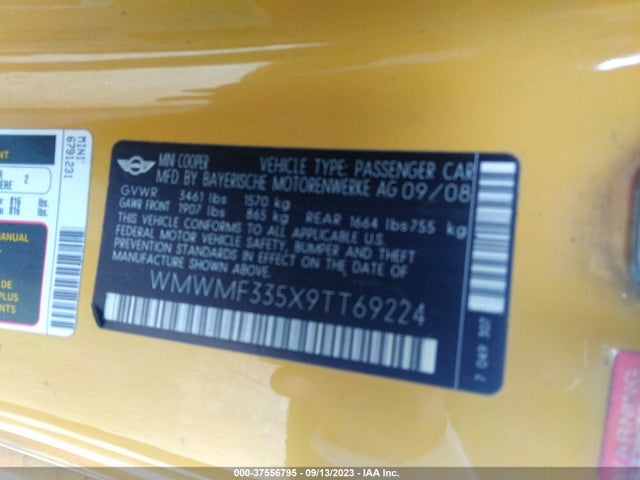 2009 MINI COOPER WMWMF335X9TT69224 Photo 8