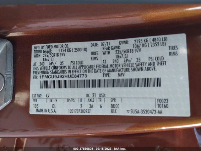 1FMCU9J92HUE84773 Ford Escape Titanium