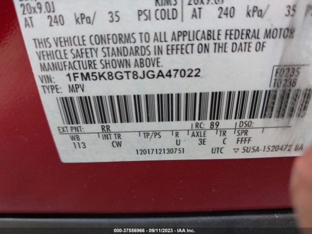 1FM5K8GT8JGA47022 Ford EXPLORER SPORT