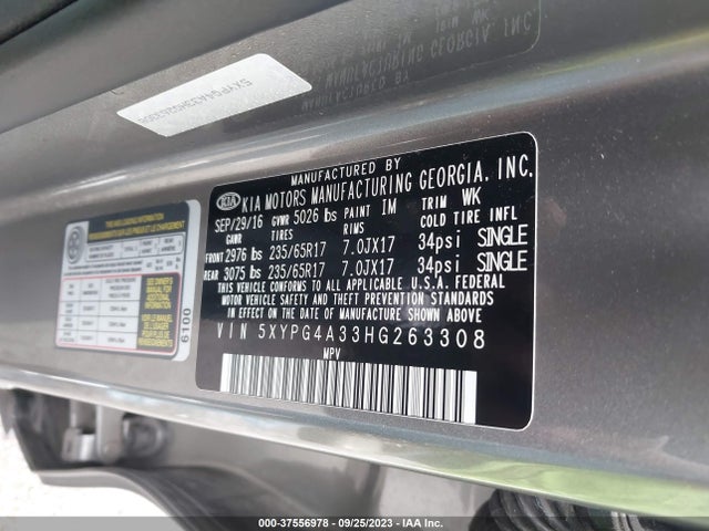 KIA Sorento 2.4l L 2017 5XYPG4A33HG263308 Image 9