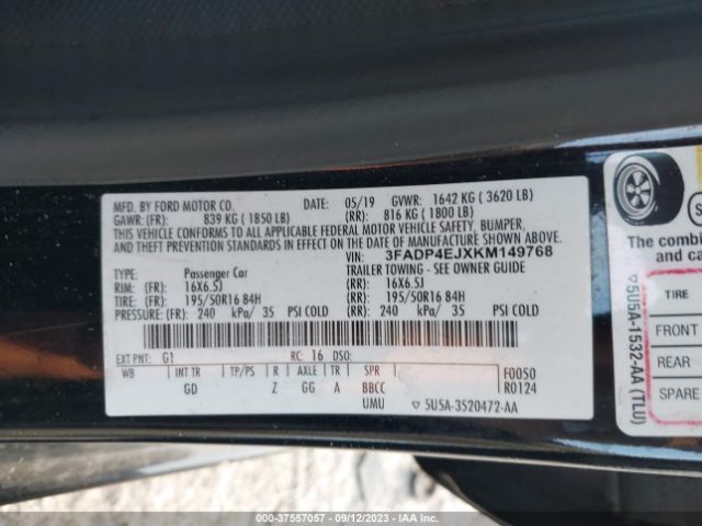3FADP4EJXKM149768 Ford FIESTA SE