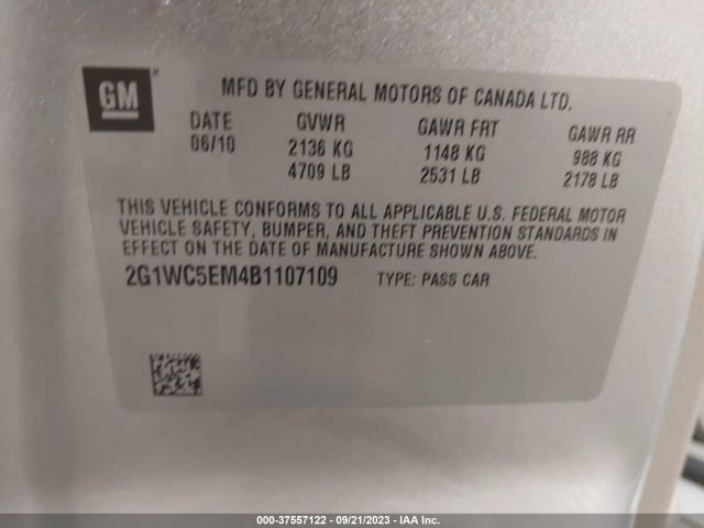 2011 CHEVROLET IMPALA LTZ VIN: 2G1WC5EM4B1107109