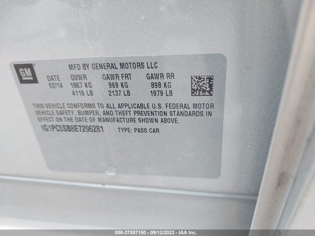 Chevrolet Cruze 1lt 2014 1G1PC5SB8E7296281 Image 9