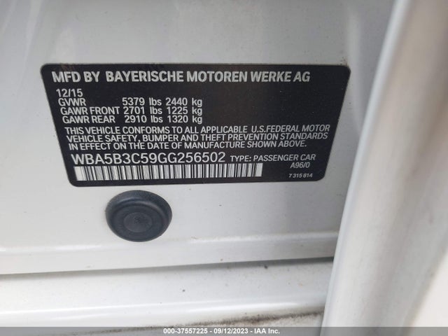 BMW 535i Xdrive 2016 WBA5B3C59GG256502 Image 9