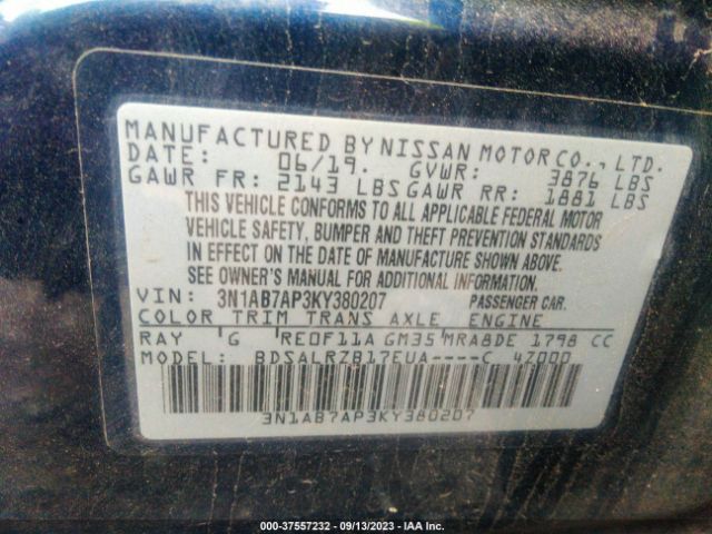 3N1AB7AP3KY380207 Nissan SENTRA SR