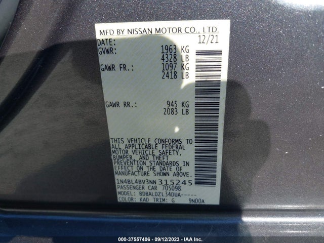 Nissan Altima 2022 1N4BL4BV3NN315245 Image 20