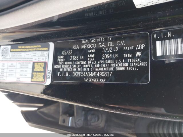 3KPF54AD4NE490817 KIA Forte Gt-line