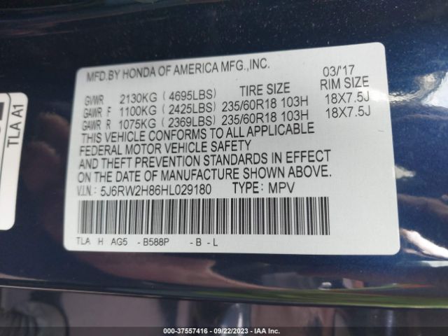 5J6RW2H86HL029180 Honda CR-V