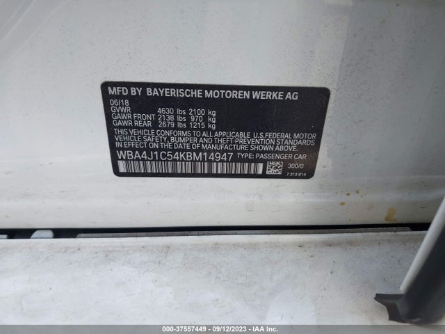 BMW 4 Series 430i 2019 WBA4J1C54KBM14947 Image 9