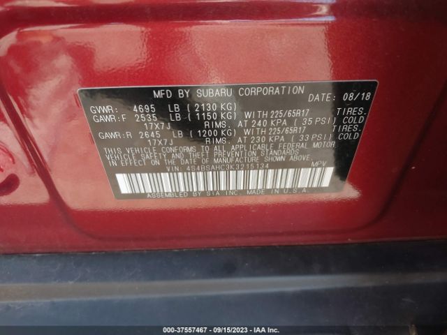 4S4BSAHC3K3215134 Subaru Outback Premium