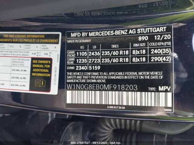 W1N0G8EB0MF918203 Mercedes-Benz Glc Glc 300