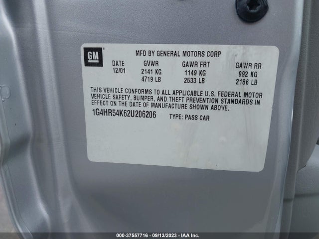 2002 BUICK LESABRE LIMITED VIN: 1G4HR54K62U206206