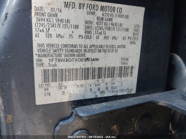 2016 FORD SUPER DUTY F-350 DRW 1FT8W3DTXGEB93486 Photo 8