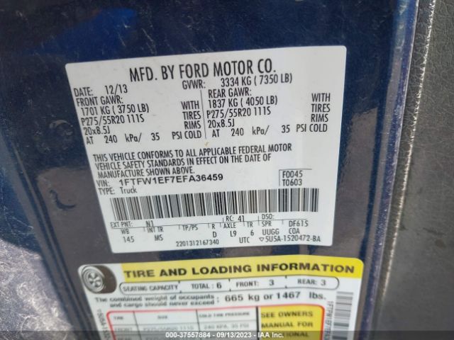 1FTFW1EF7EFA36459 Ford F-150 Xl/xlt/stx/fx4/lariat