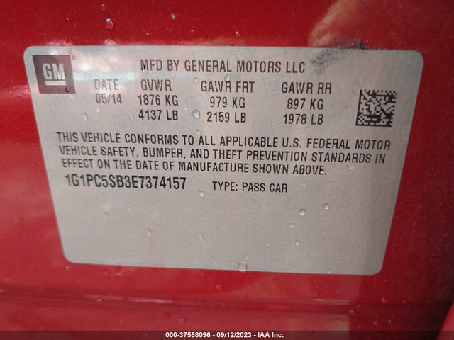 Chevrolet Cruze 1lt 2014 1G1PC5SB3E7374157 Image 9