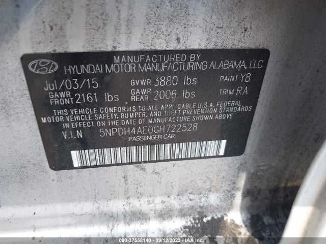 Hyundai ELANTRA SE 2016 5NPDH4AE0GH722528 Image 9