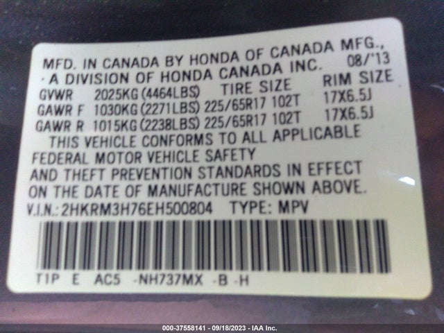 Honda Cr-v Ex-l 2014 2HKRM3H76EH500804 Image 9