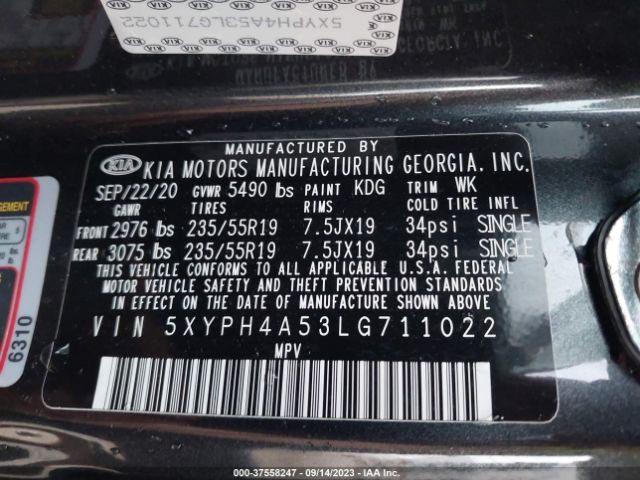 5XYPH4A53LG711022 KIA Sorento Ex V6