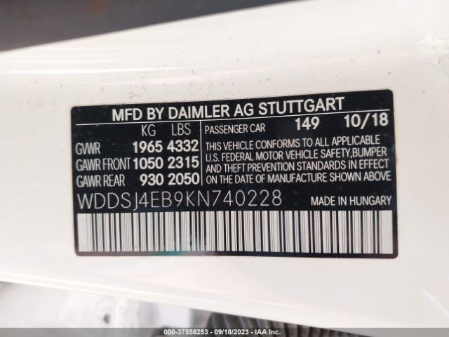 WDDSJ4EB9KN740228 Mercedes-Benz Cla Cla 250