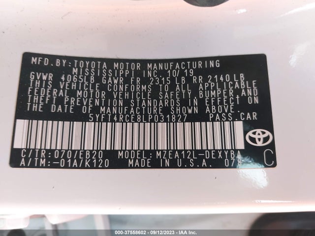 Toyota Corolla Xse 2020 5YFT4RCE8LP031827 Image 9