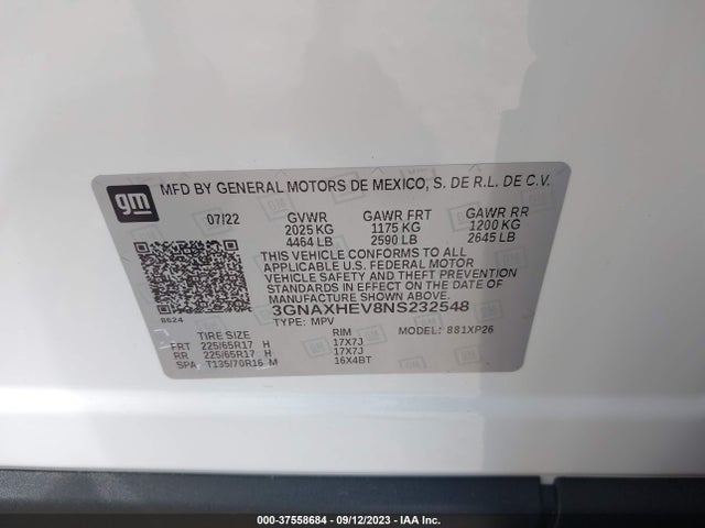 Chevrolet EQUINOX LS 2022 3GNAXHEV8NS232548 Image 9
