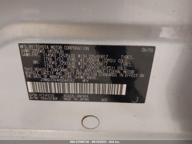 2006 TOYOTA RAV4 VIN: JTMBD33V465044262