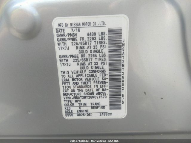 JN8AT2MT2GW021570 Nissan ROGUE S