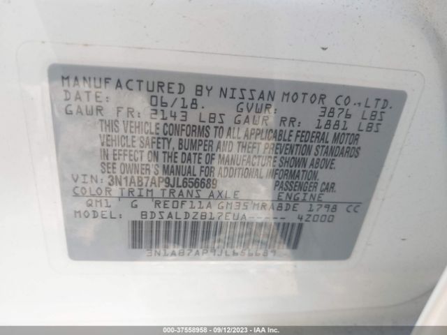 3N1AB7AP9JL656689 Nissan SENTRA SV
