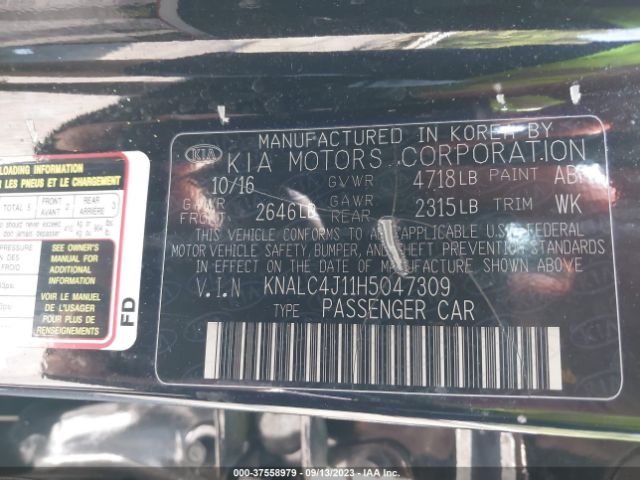 KNALC4J11H5047309 KIA Cadenza Premium