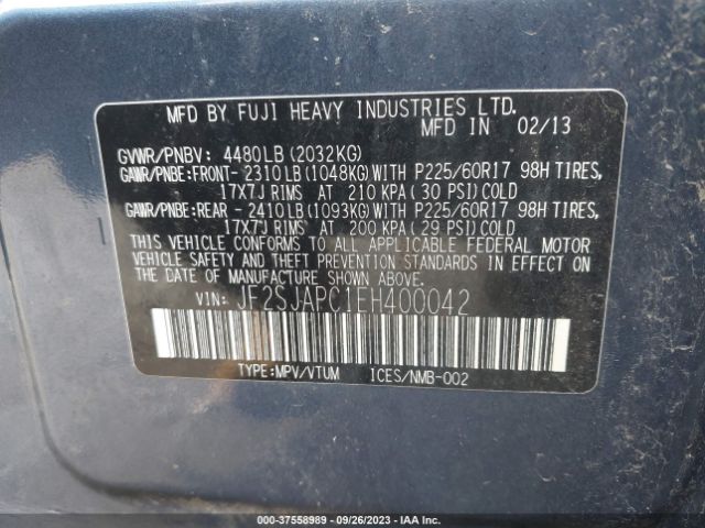JF2SJAPC1EH400042 Subaru Forester 2.5i Touring
