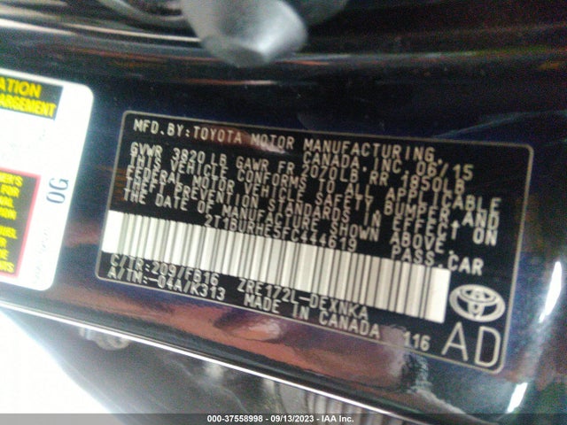 Toyota Corolla L/le/s/s Plus/le Plus 2015 2T1BURHE5FC444619 Image 9