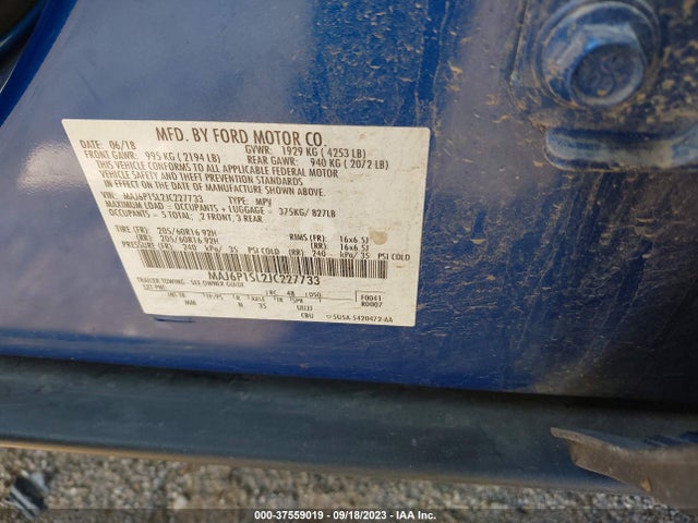 Ford ECOSPORT S 2018 MAJ6P1SL2JC227733 Image 9